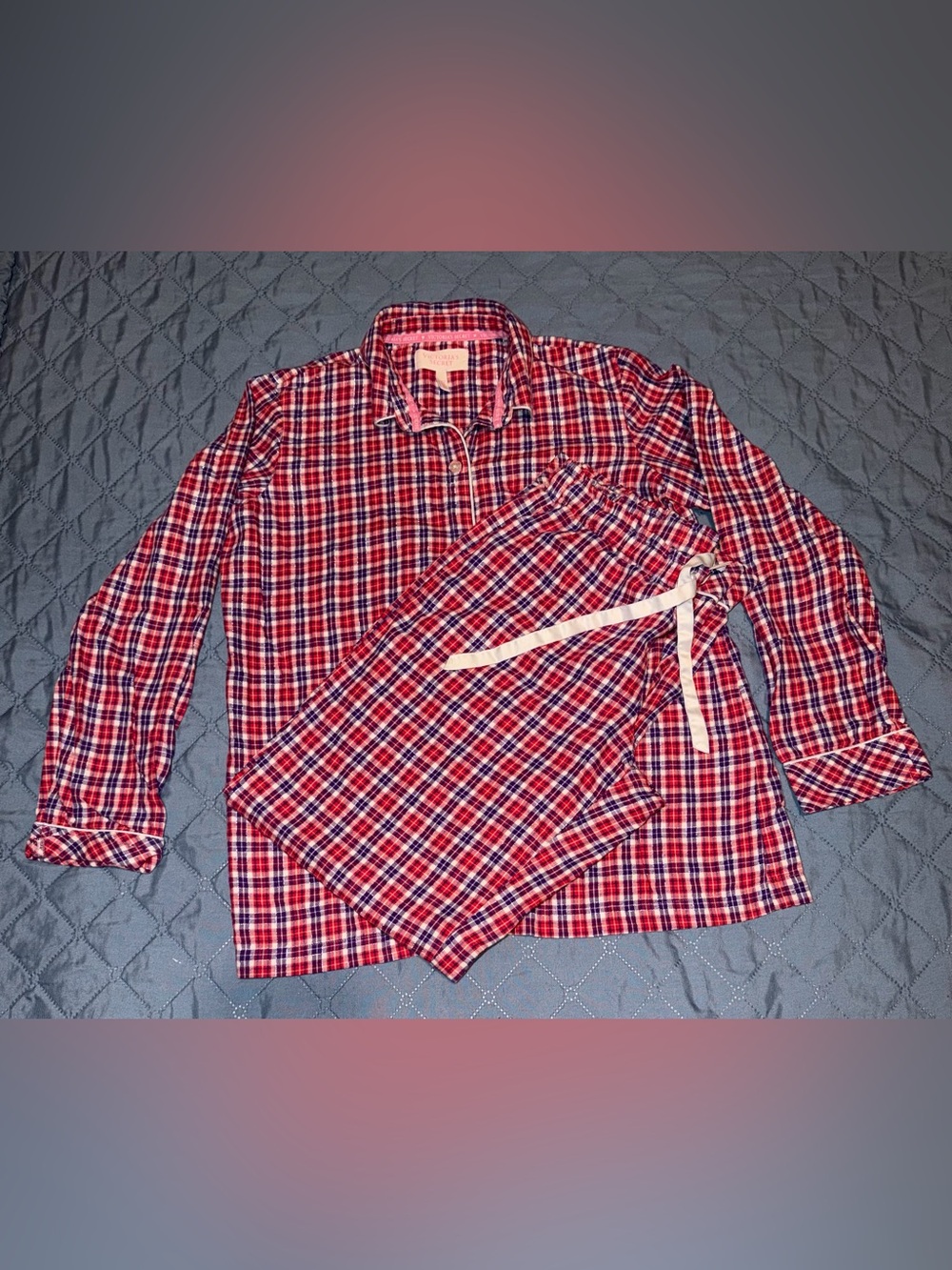 Victoria's Secret Red, Purple & White Plaid Sleep Top&Pants Pj’s Size-S